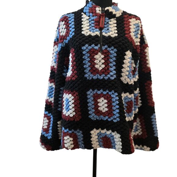 Damson Madder for Anthropologie Crochet Half Zip Pullover. Retails $160 - Picture 3 of 14